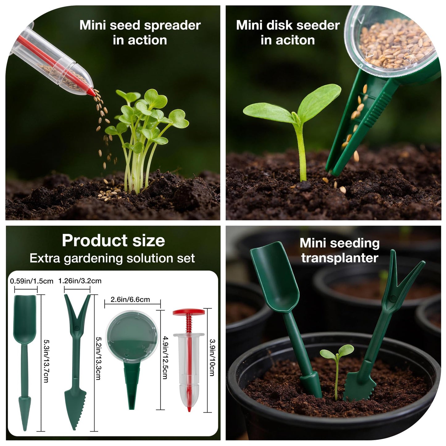 SHALL 8PC Galvanized Raised Garden Bed Kit, 3Pc 2x2x1ft Round Planter Boxes Outdoor W/Mini Seed Spreader, Disk Seeder, 2X Seeding Transplanters, Protective Gloves for Flowers Fruits Vegetables Herbs