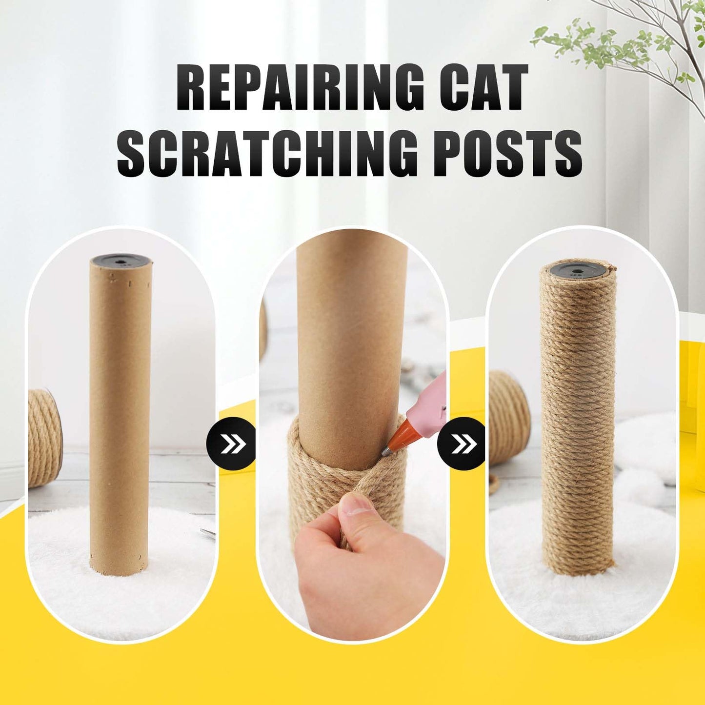 Radix Rope Natural Jute Twine, 8MM x 100FT Jute Rope Roll, Heavy Duty Thick Twine for Cat Scratching Post, Bundling, Gardening and DIY Crafts