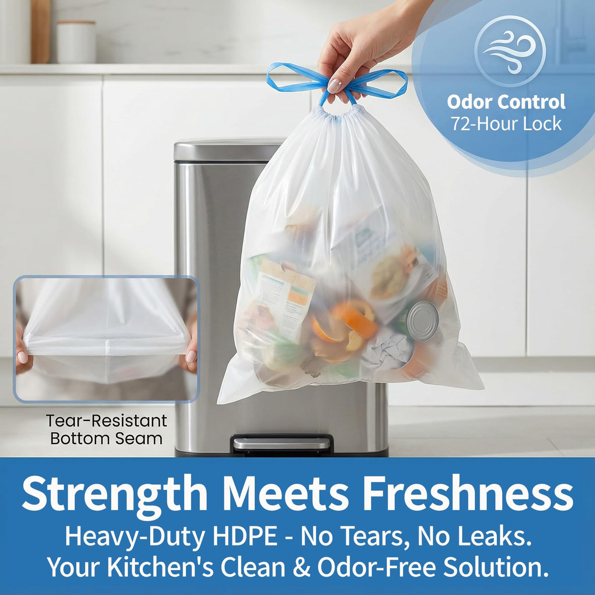 Medium 6 Gallon Trash Bags Drawstring (240 Count)