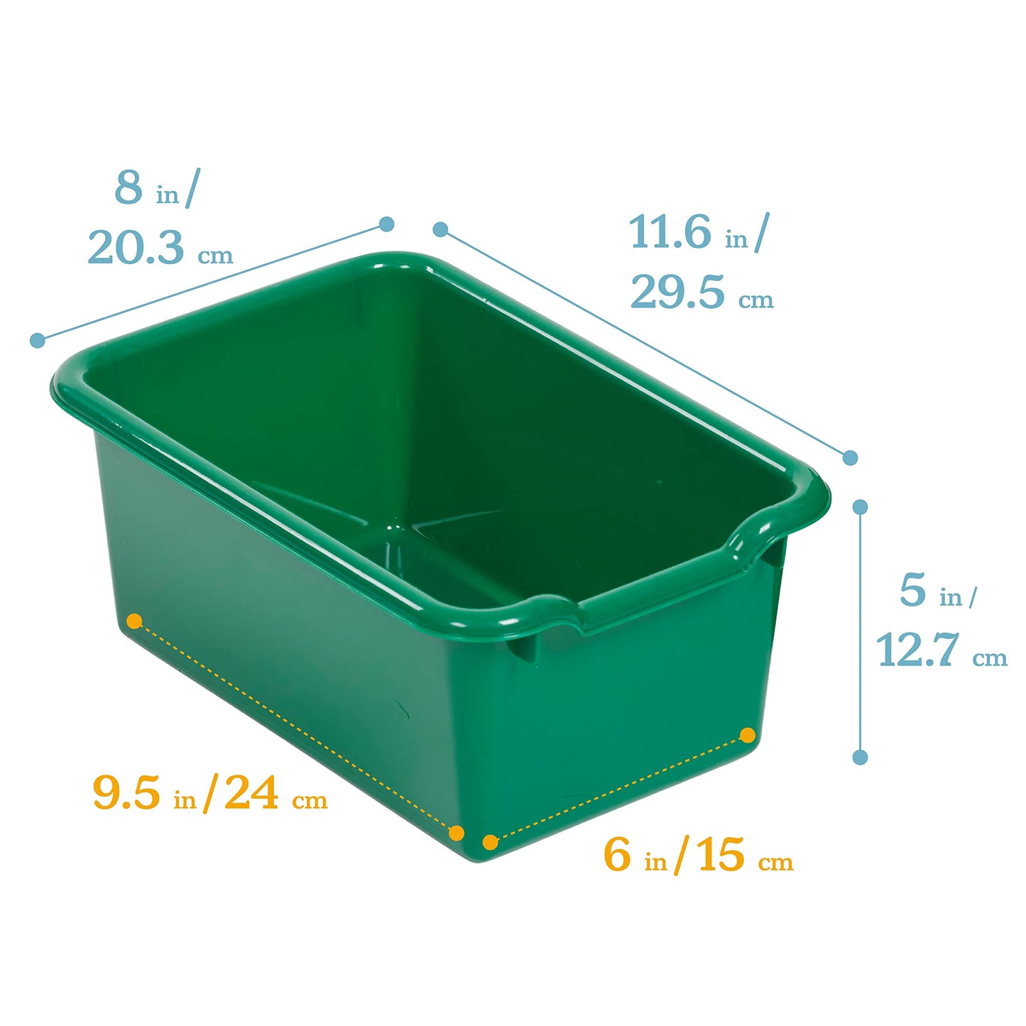 ECR4Kids Scoop Front Storage Bin, Multipurpose Organization, Green, 5-Piece