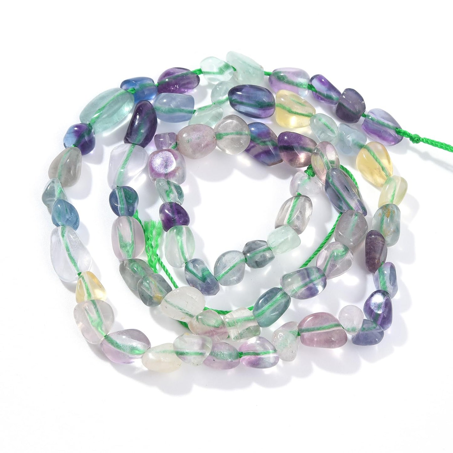 jodaying 6-8mm Natural Mutilcolor Fluorite Nuggets Oval Free Tumbled Pebble Semi Precious Gemstone Loose Stone Beads Approx 15.5 inch for DIY Jewelry Making