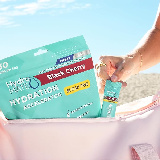 Electrolyte Powder Sugar-Free Hydration Packets Black Cherry HydroMATE 30 Sticks