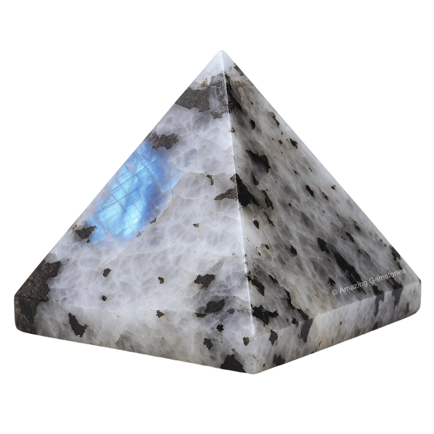 Amazing Gemstone Rainbow Moonstone Pyramid Crystal Healing Stones - 2" Great Pyramid Figurine of Natural Stone Pyramid for Meditation, Reiki, Chakra Balancing and Crystal Pyramids Grid