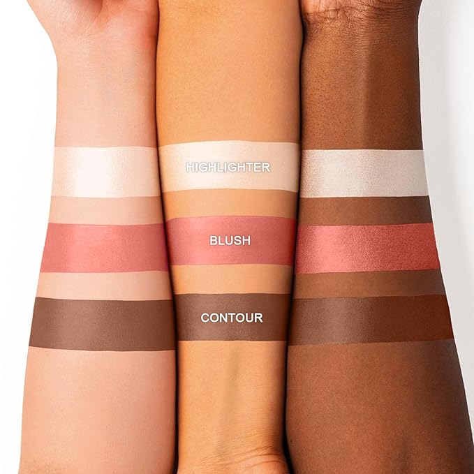 3-in-1 Cream Contour Stick Set - Fair (7+9+11) - Blush, Contour & Highlighter - Long Lasting, Waterproof - Matte & Dewy Finish