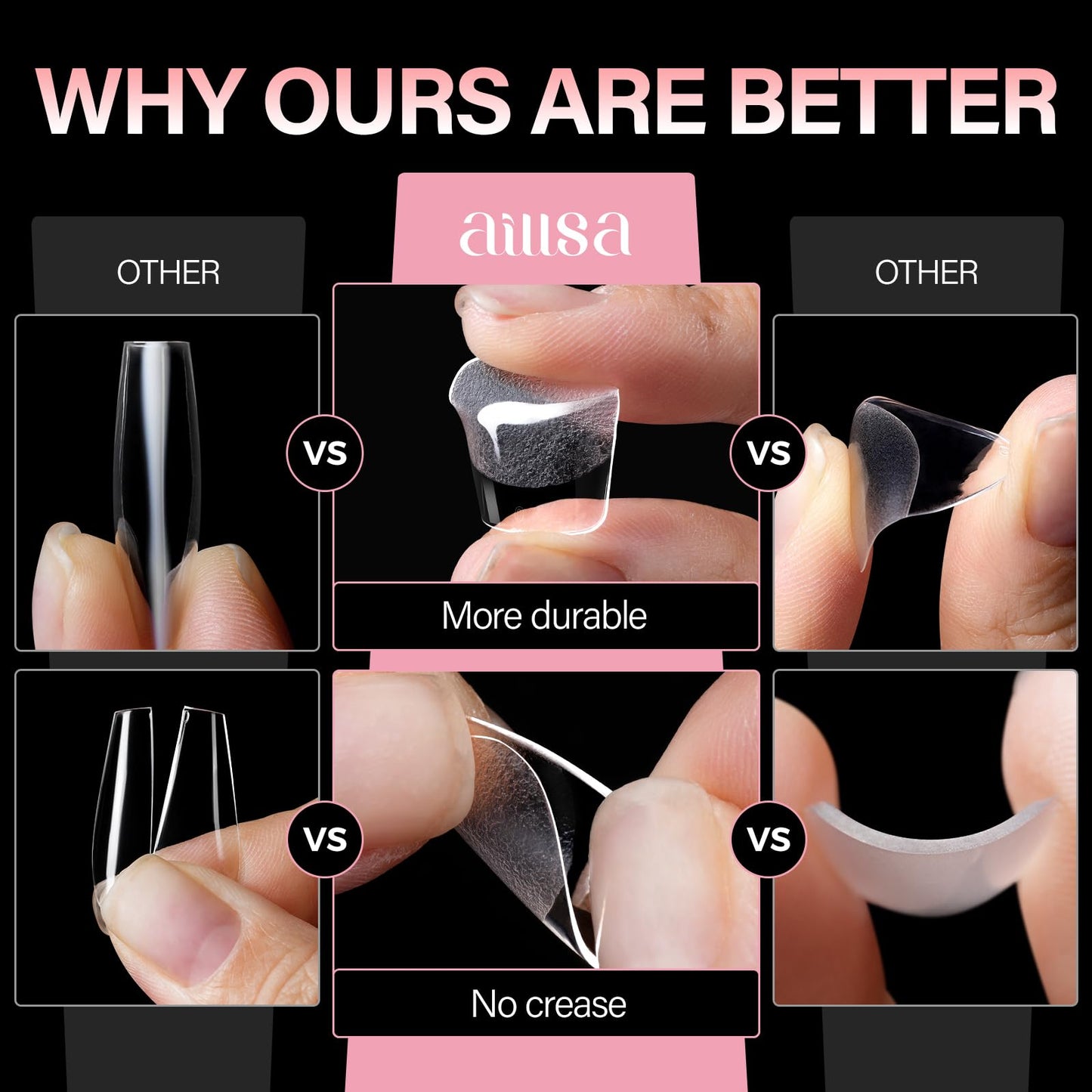 AILLSA Extra Short Square Nail Tips - 15 Sizes 120pcs Half Matte False Nail Tips Pre-shaped Short Nails Tips, Acrylic Fake Press on Gelly Tips for Gift