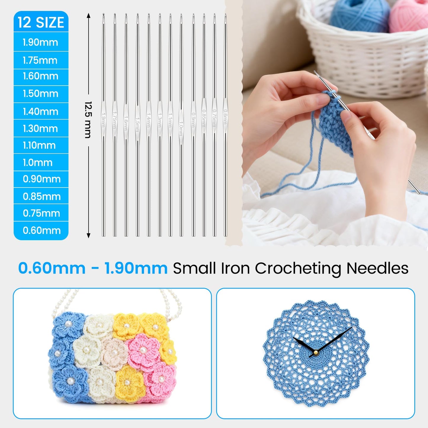 MECHEER Crochet Kit for Beginners, 67 Pcs Knitting Kits Crochet Set with Yarn, Ergonomic Crochet Hooks 0.6mm-6.0mm, Portable Crochet Starter Kit for Travel