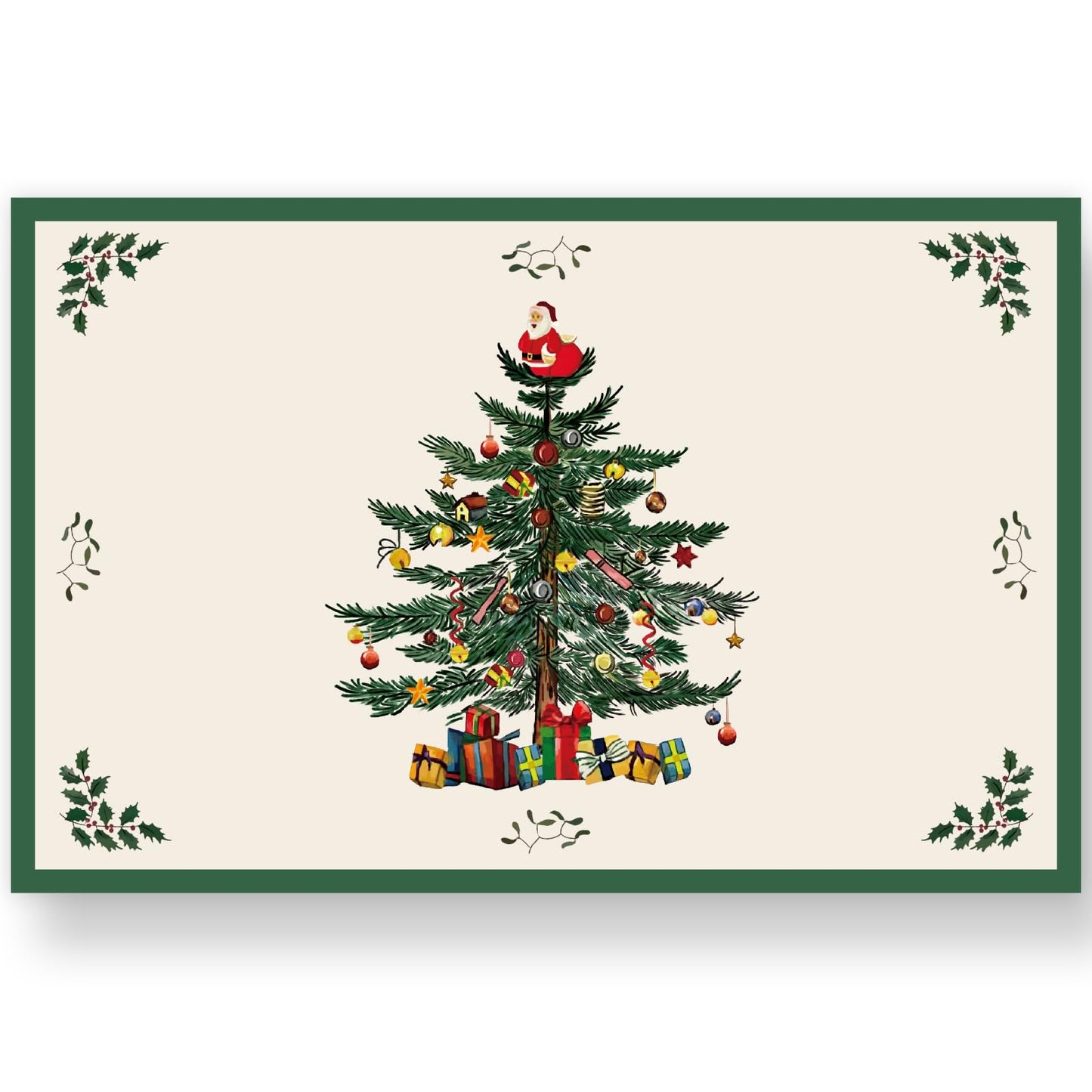50 Pack Christmas Paper Place Mats Vintage Xmas Tree Gift Box Santa Placemats 11 x 17 Inch Retro Table Mats for Winter Holiday Birthday Dinner Table Setting