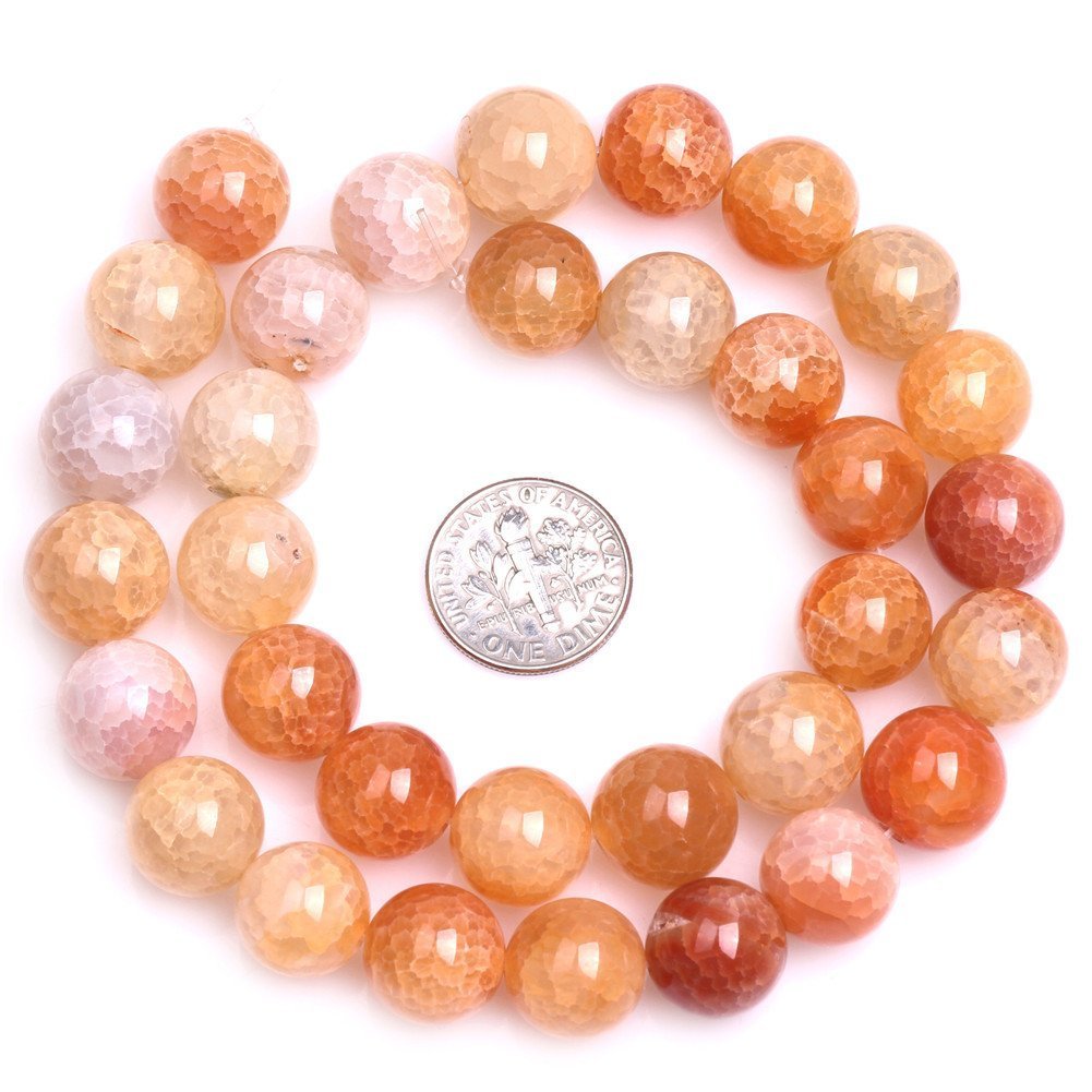 6mm Natural Crackled Agate Beads Round Gemstone Loose Beads for Jewelry Making (63-66pcs/strand)