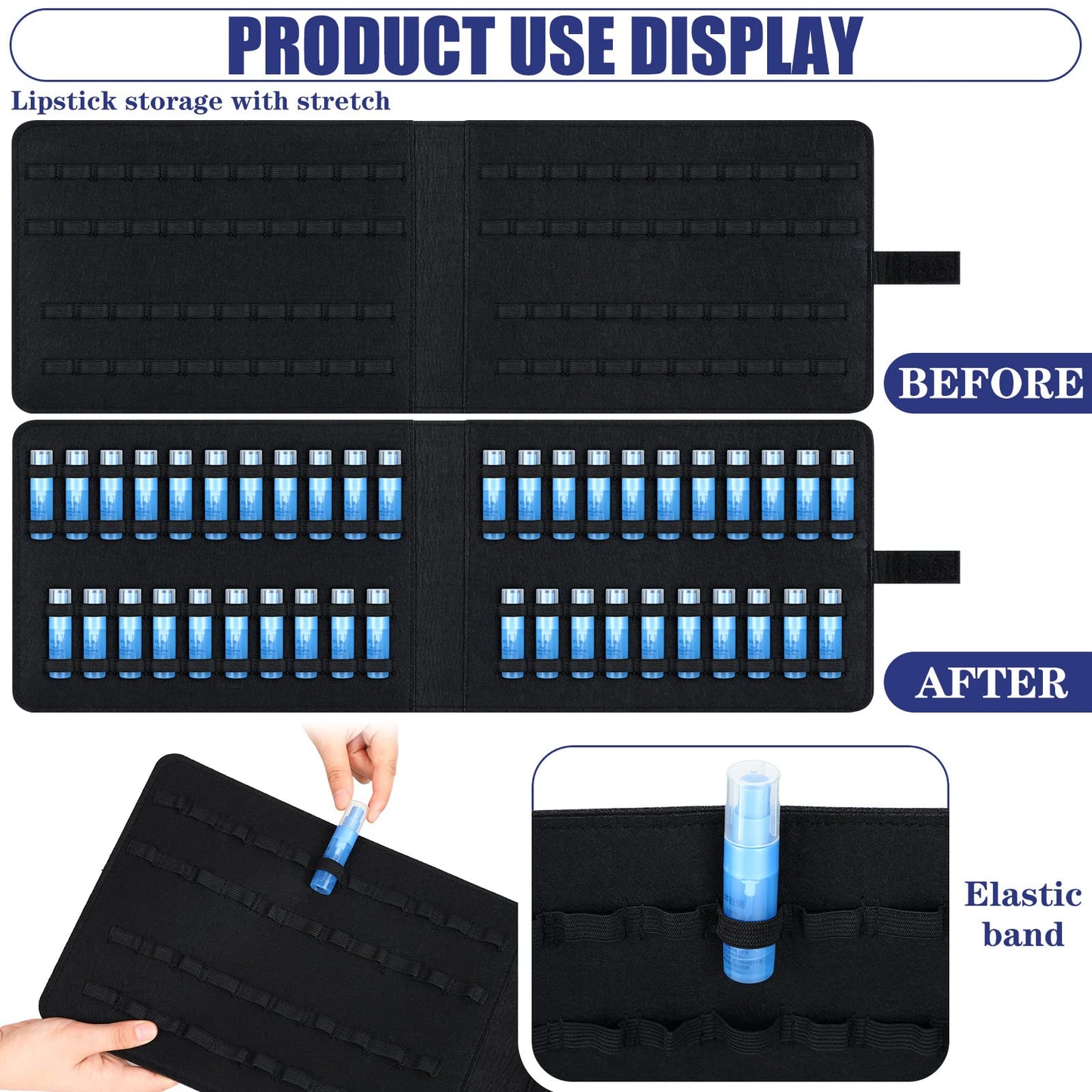 Eaasty 2 Pack Homeopathy Organizer Box Foldable Case Homeopathy Kit Storage Pouch Organizer Case Box Kit for 84 Tubes Home Travel Use, Black and Blue