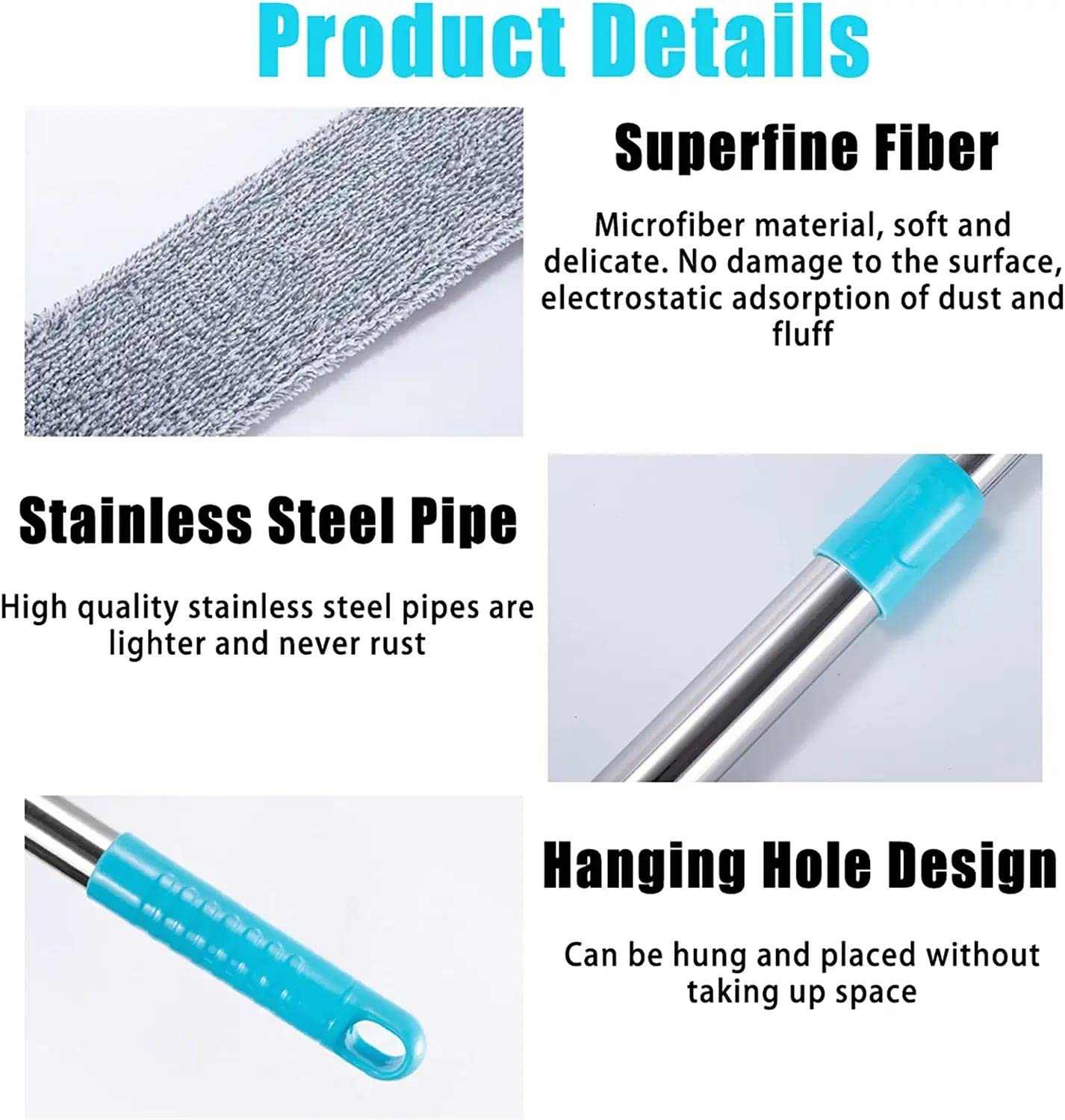 Retractable Gap Dust Clean Under Appliance Microfiber Duster Dust Cleaning Brush with Extendable 3 Pole (31.5''-59.1''),Bendable Removable Washable Gap Dust Cleaner for Sofa Bed Furniture Bottom