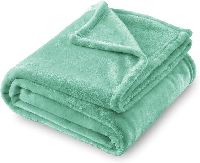 SOCHOW Flannel Fleece Blanket King Size, All Season Lightweight Super Soft Cozy Blanket for Bed or Couch, Celadon, 90" X 108"