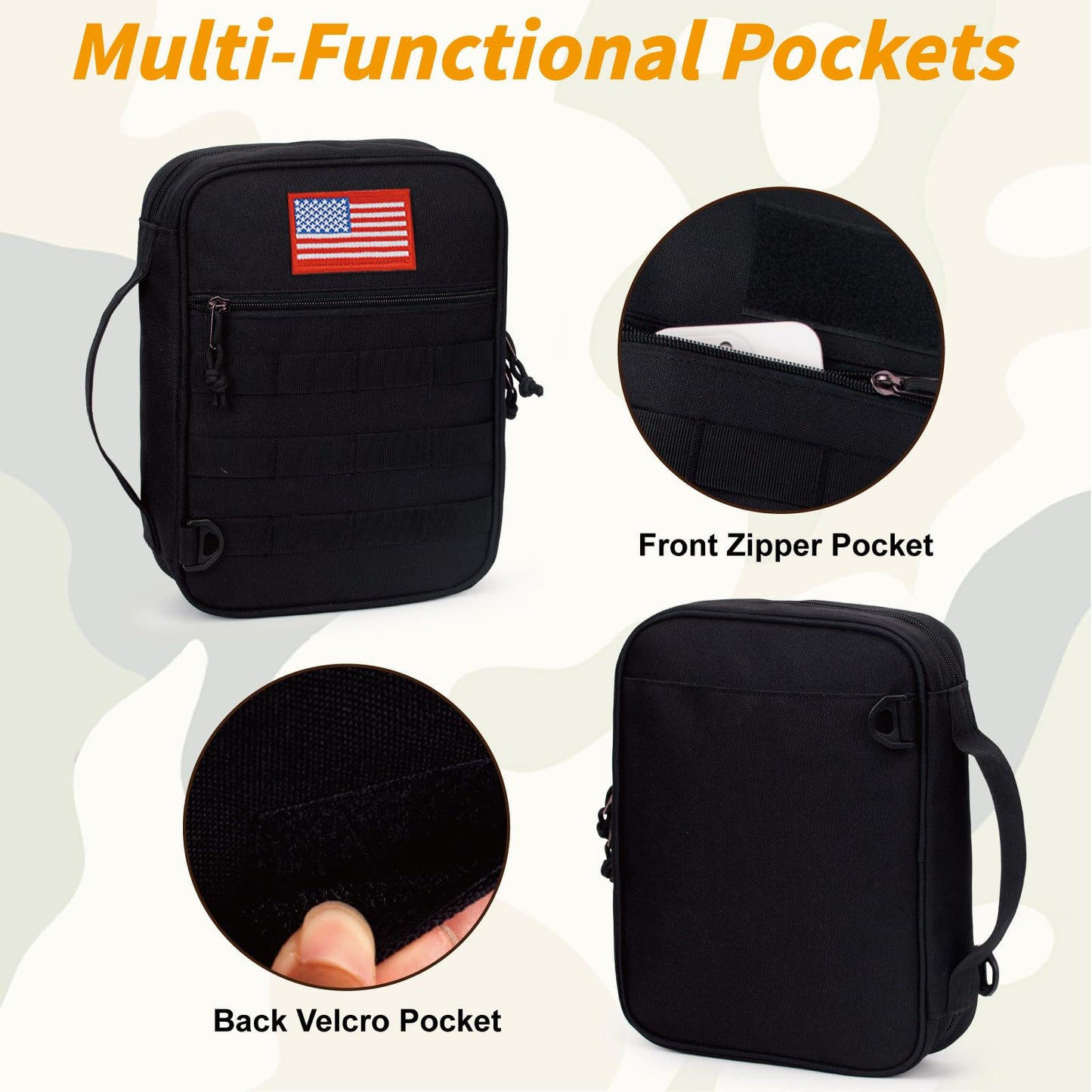 ATRIPACK Tactical Bible Cover For Men,Large Bible Case With Shoulder Strap,Water-Resistant Book cover With Handle,Multi-Functional Carrying Bible Holder Bag For Church,Study,Spiritual