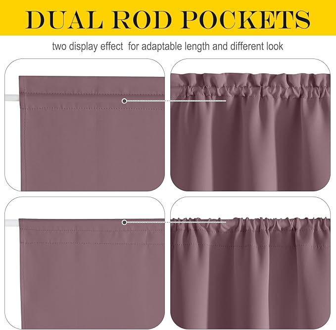 NICETOWN Door Curtains for Doorway, Farmhouse Privacy Curtains for French Patio Glass Door, Thermal Insulated Rod Pocket Sidelight Tie Up Shade, 25" W x 80" L, 1 Panel, Dry Rose