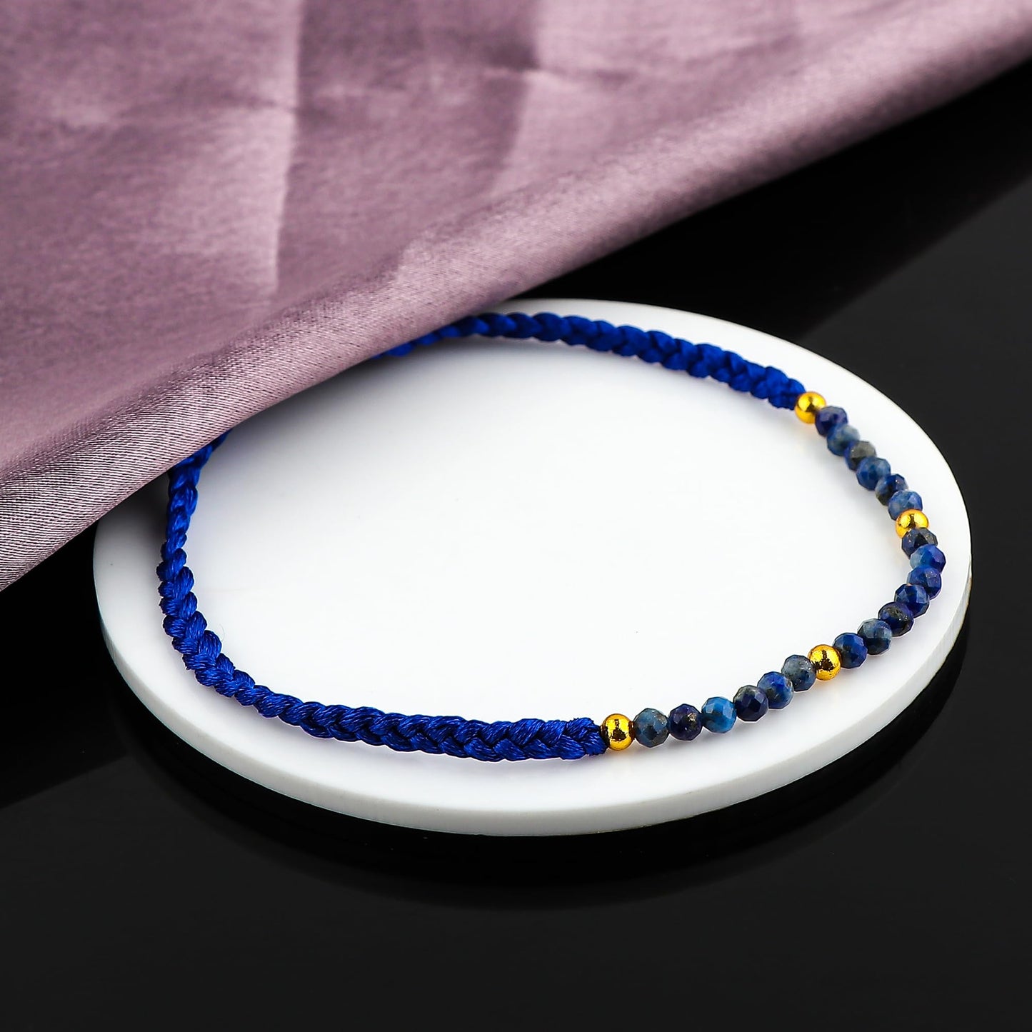 GEMSYMPHONY Lepis Lazuli Gemstone Beads Braided Bracelet – 3.5mm Natural Stone Beads, Handmade Adjustable Braided Rope Bracelet, Healing Crystal Jewelry for Men & Women, Unisex Boho Gift