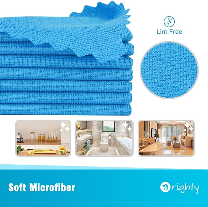 Orighty Cleaning Cloths, Shop Towels 50 Pack, Shop Rags Reusable, Microfiber Cleaning Rags Bulk for Cars, Multi-Purpose Lint Free Towels for Automotive, Mechanic, Kitchen, 11.5’’ x 11.5’’, Blue
