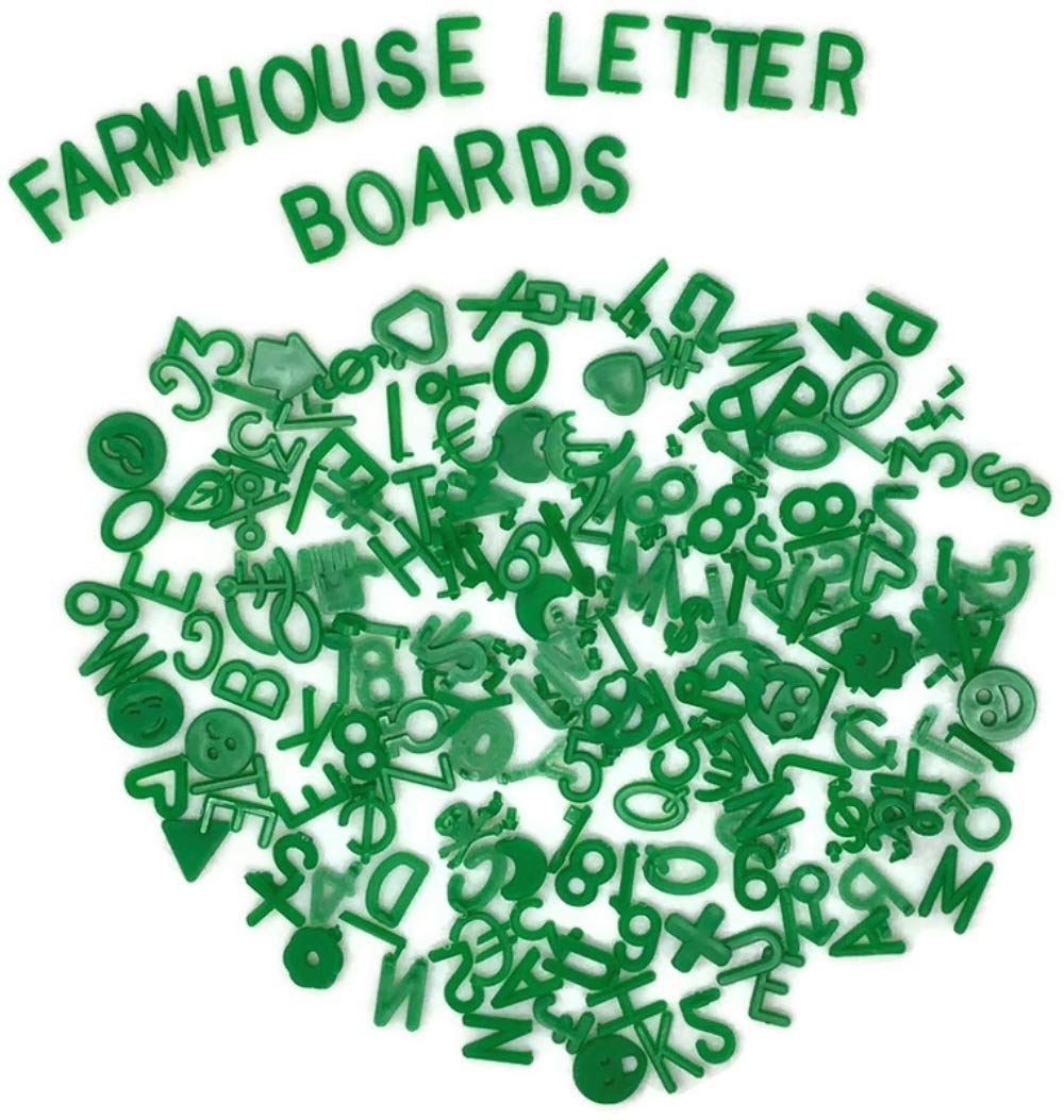Green Letter Set for Changeable Felt Letter Boards, 3/4" 460 Characters (Includes Symbols / Emojis, Numbers, Punctuation) & Burlap Storage Bag