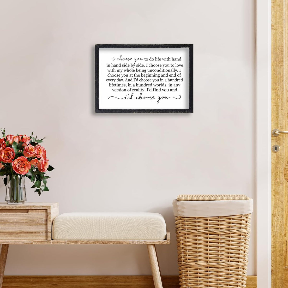 I Choose You To Do Life Sign Wall Decor 16X11 I Love You InchRomantic Marriage Art Wooden Framed Wall Hanging (Black)