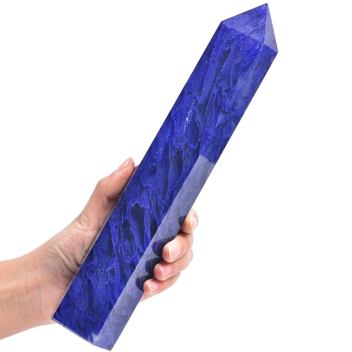 Smelting Blue Quartz Tower Obelisk Artificial Crystal Stone Wand Large Reiki Meditation Gifts 1.7-2.2 LBS