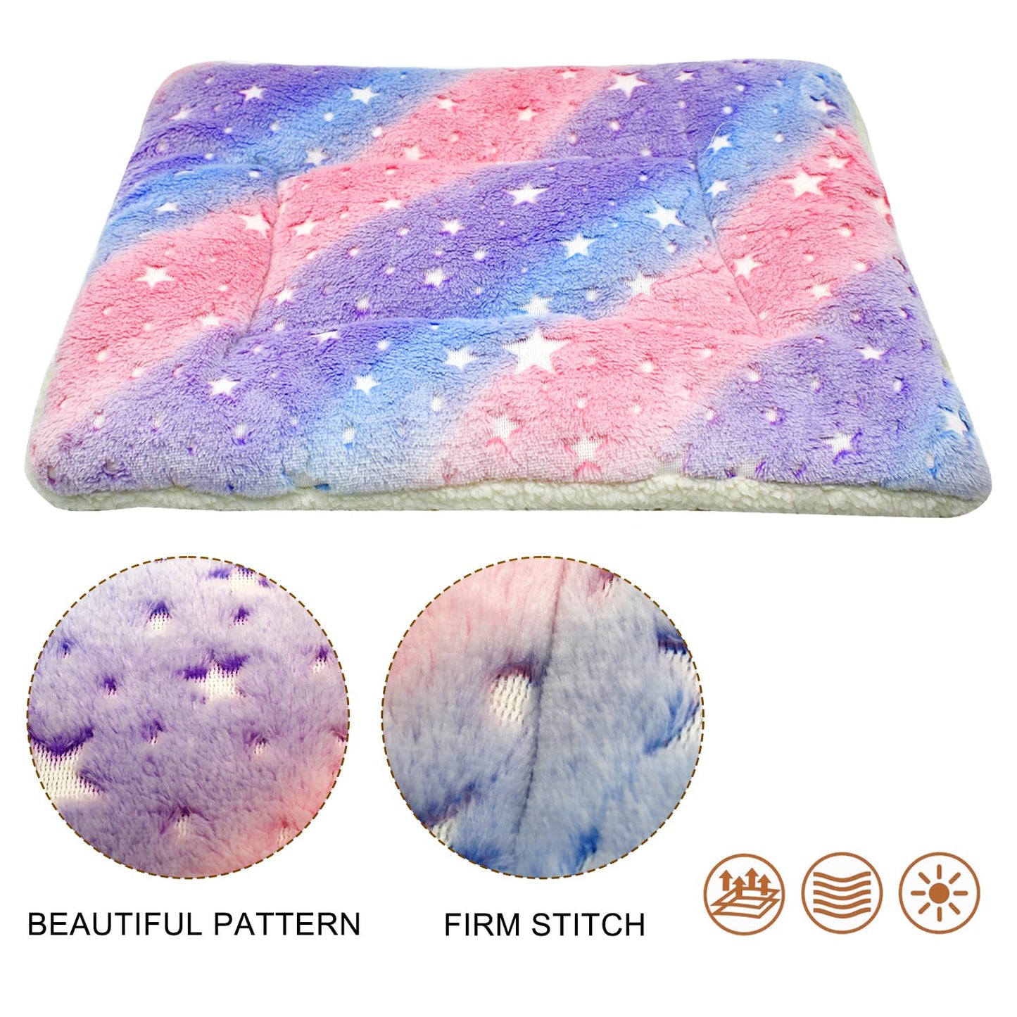 SM4BED Cat Dog Bed Mat & Blanket, Reversible Pets Crate Pad Bed Mat and Ultra Soft Warm Fleece Calming Blanket for Small Puppy Kitty, Washable
