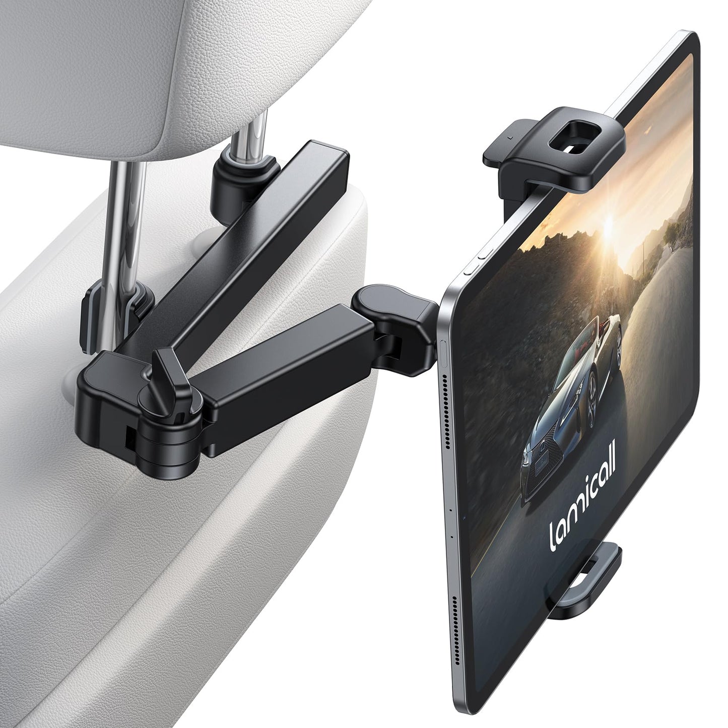 Lamicall Car Headrest Tablet Holder - [3 in 1 Extension Arm] Adjustable Tablet Car Mount for Back Seat, Gifts Road Trip Essentials for Kids, for 4.7-11" Devices, iPad Pro, Galaxy, Fire, Mother's Day