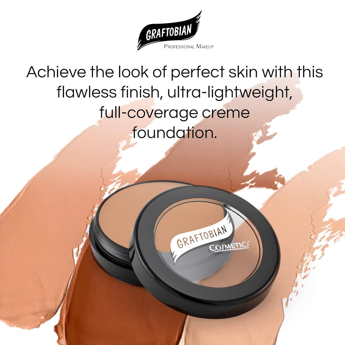 Graftobian HD Glamour Crème Foundation 1/2oz, Weightless Full Coverage Makeup, 65 Inclusive Shades, For All Skin Types, Natural or Full-Glam Looks, For Professionals and Beginners, Nymph