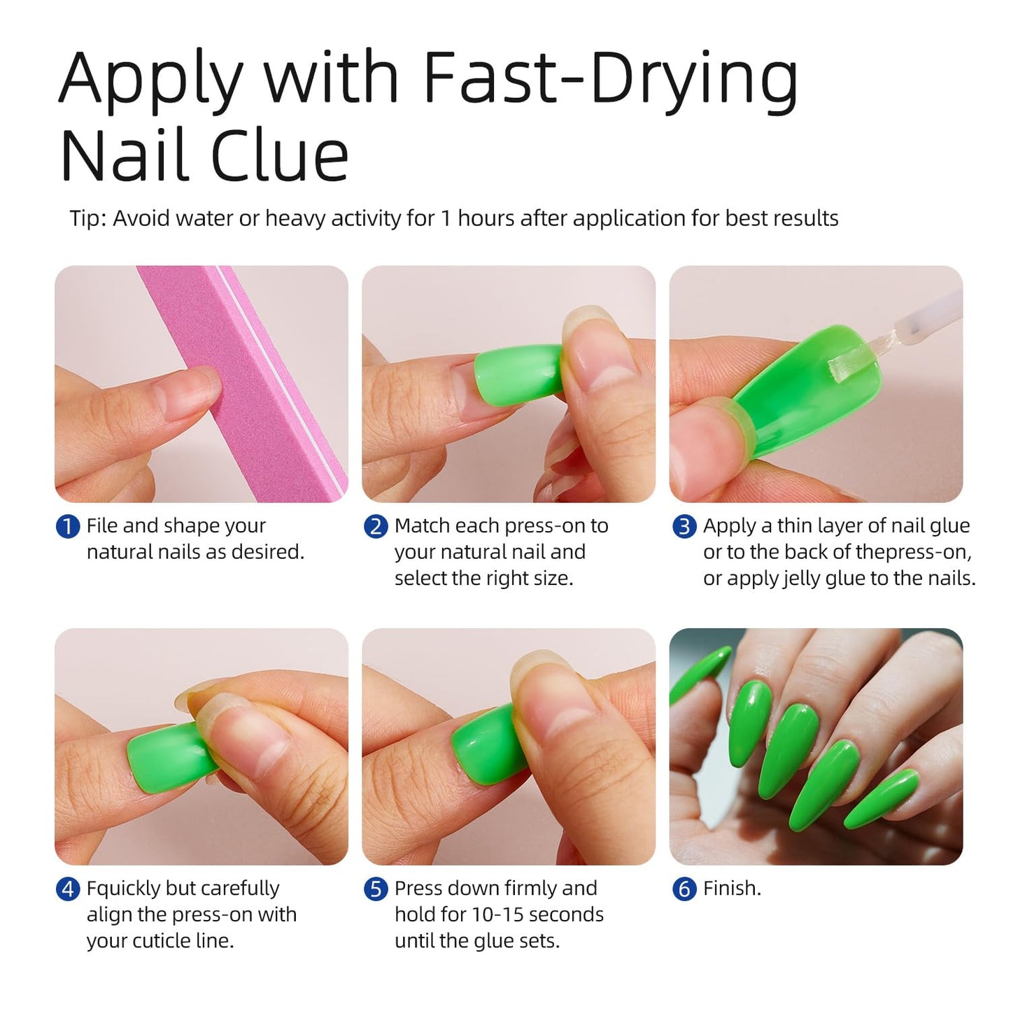 216 Pcs Almond Press on Nails Medium Almond Fake Nails with Solid Color Design Glossy Full Cover Easy Apply Manicure Kit for Women 9 Colors