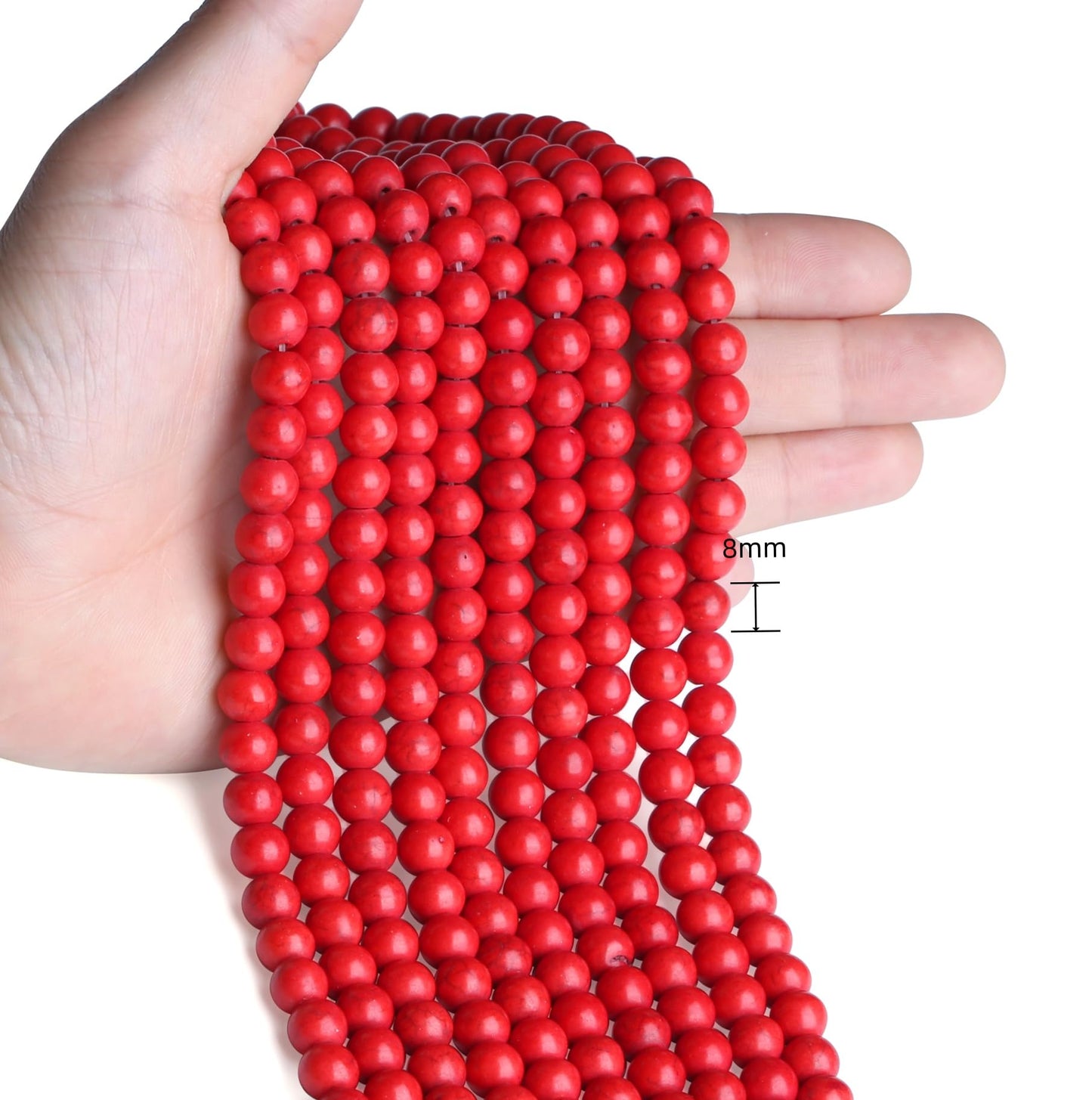 NUKAYAI Natural Red Turquoise Stone Beads 100Pcs 8mm Crystal Beads Loose DIY Round Stone Bead for Bracelet Necklace Earrings Making
