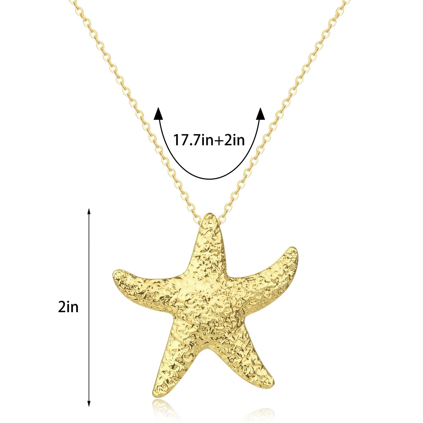 Seashell Starfish Necklace for Women Conch Shell Summer Pearl Beach 14k Gold Layered Dainty Choker (Big Starfish Necklace)
