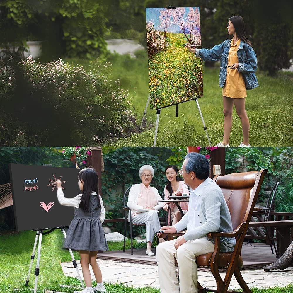 Art Easel Stand for Painting and Sign - RRFTOK 17 to 66 Inch Adjustable Aluminum Tripod Easels for Display, Portable Canvas and Poster Stand with Carry Bag for Beginners, Students and Classroom Use
