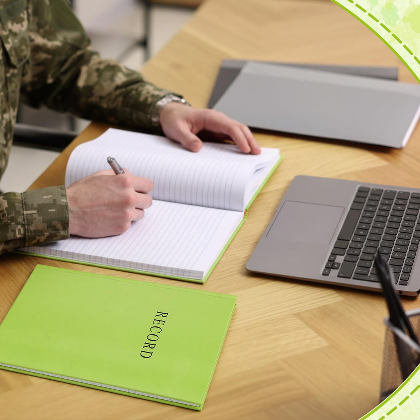 ForraFun 5 Pack Green Military Log Book 8” x 10.5” 150 Pages Green Record Tactical Memorandum Log Book Notebook for Record Keeping Supply Chain Inventory Training Maintenance and Field Operations
