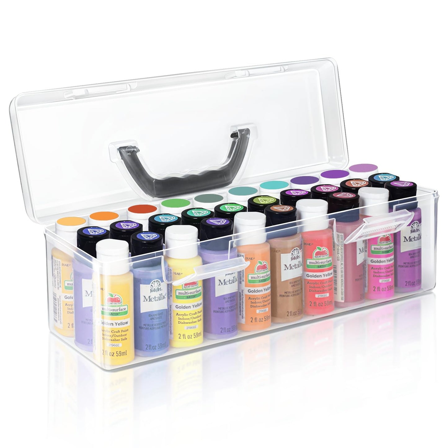 Vowcarol Acrylic Paint Storage Box, 30 Bottles Capacity Acrylic Paint Organizer for 2 fl. oz Bottles, Craft Organizer