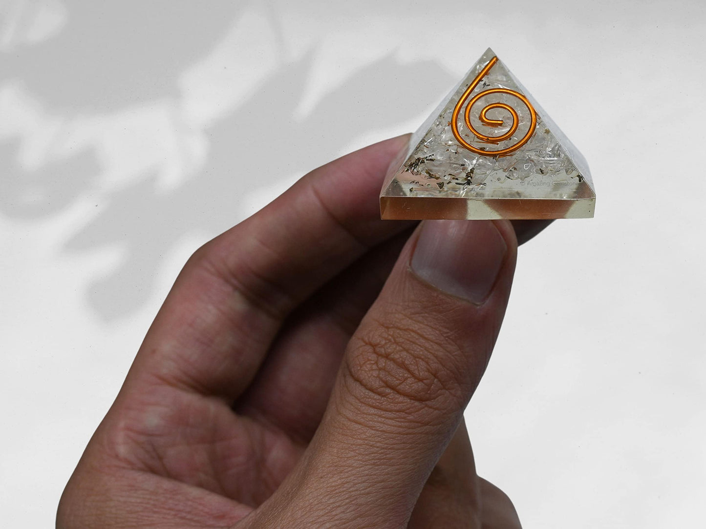 Amazing Gemstone Clear Quartz Orgone Pyramid - 30mm Small Orgonite Pyramids with Crystals and Healing Stones - Authentic Organite Gifts