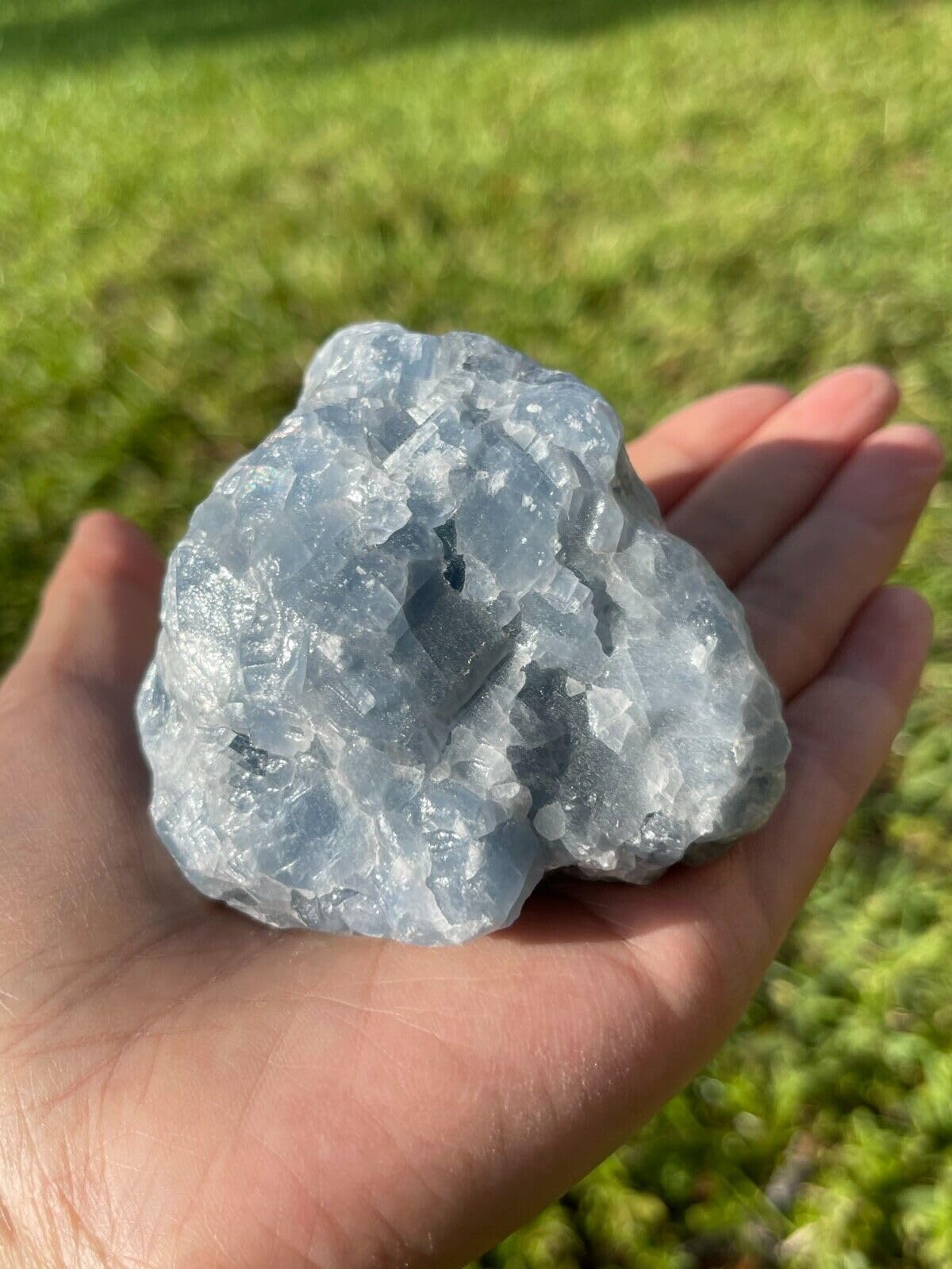 GAF TREASURES XL Blue Calcite Raw Stone, 3-4" Natural Calcite Healing Crystal (Blue Calcite, 0.5-1 lb)