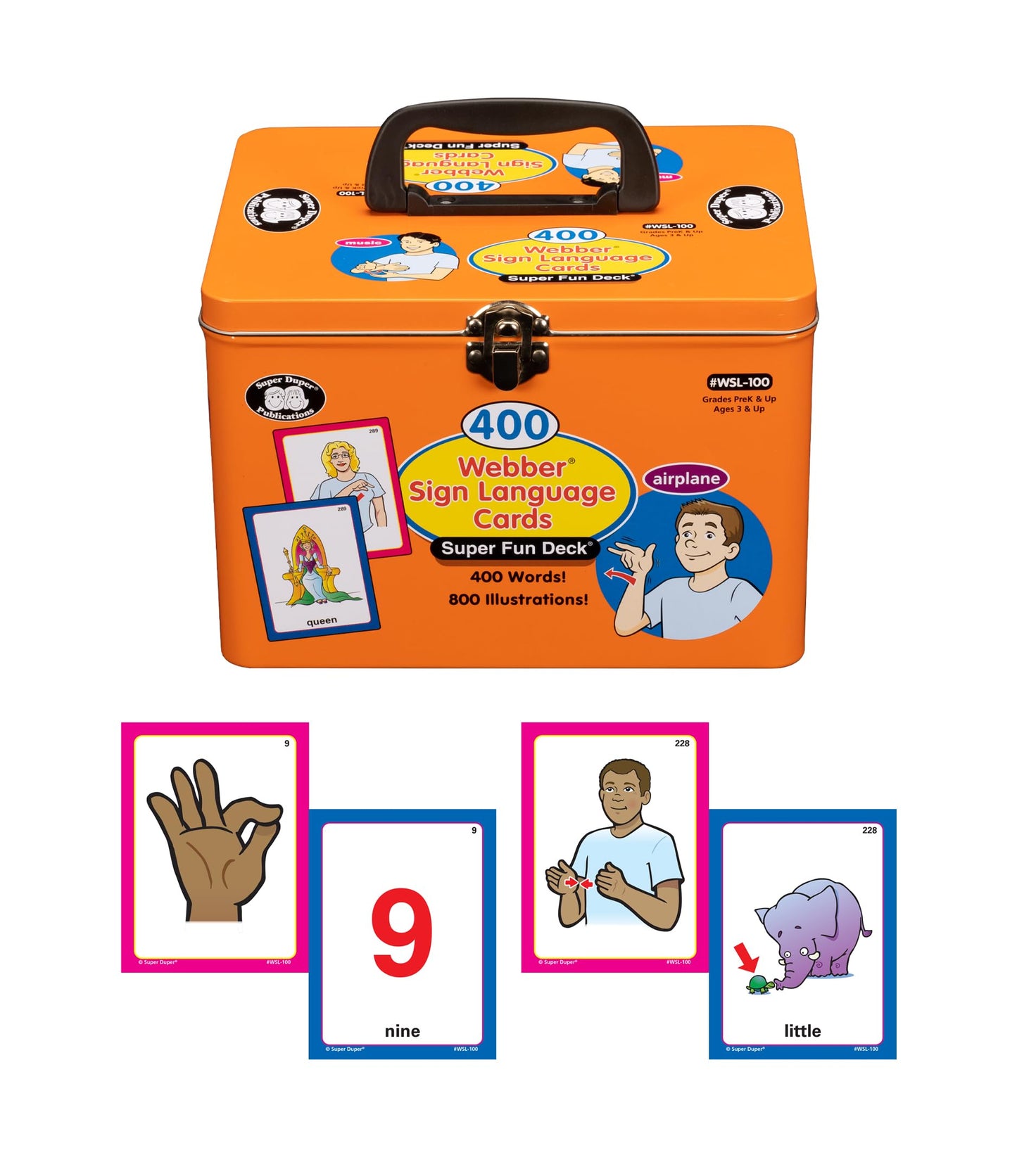 Super Duper Publications| 400 American Sign Language (ASL) Flash Cards Fun Deck | Educational Learning Resource for Children