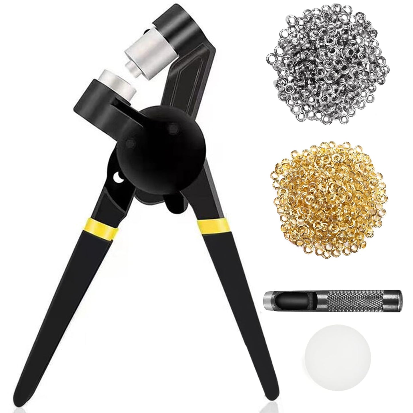 Grommet Tool Kit with 500pcs Grommets Hole,Heavy Duty 3/8 Inch Handheld Eyelet Kit Manual Grommet Press Machine Plier Rivet Press Punching Tool Eyelet Tool Kit for Fabric,Banner,Canvas Leather DIY