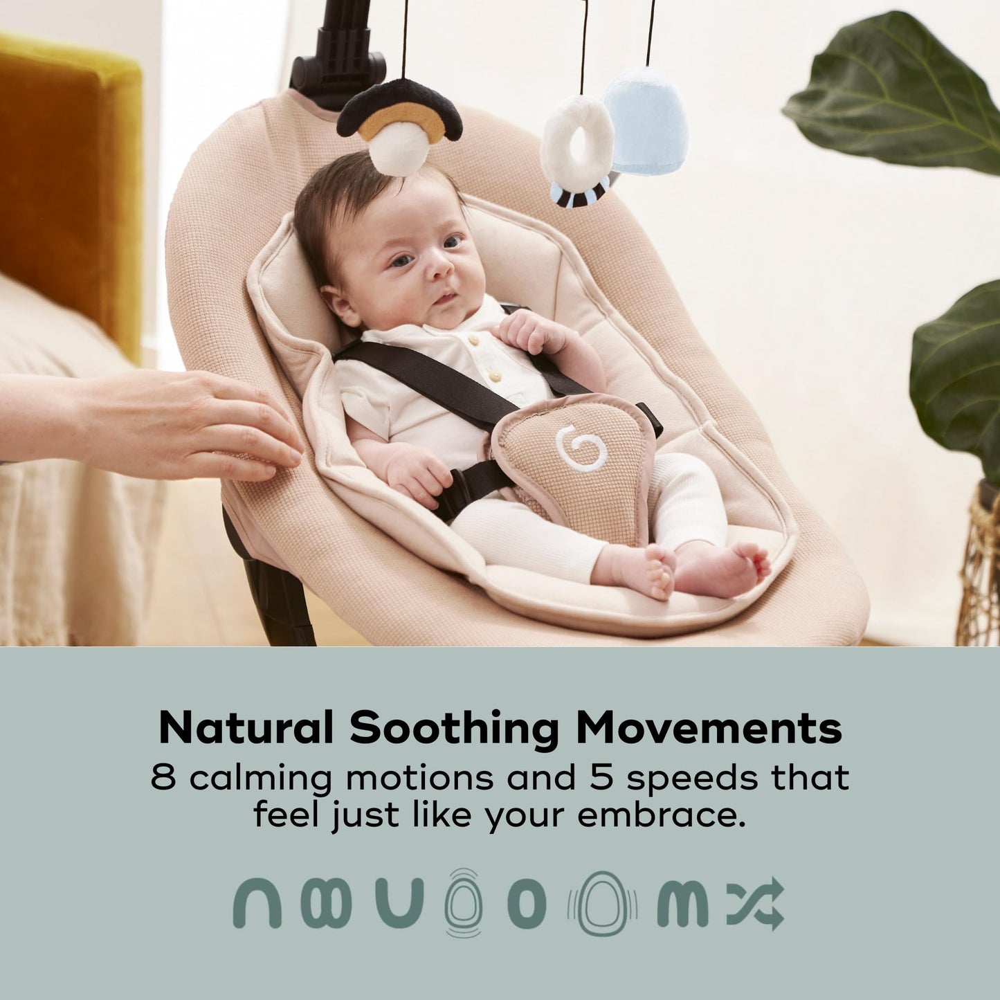 Babymoov Swoon Evolution Smart Electric Baby Swing, Bluetooth-Connected, 8 Motions, 360° Reclining Seat, Music Streaming, Voice Recording, Personalized Lullabies, Mobile App Control, Infant Included