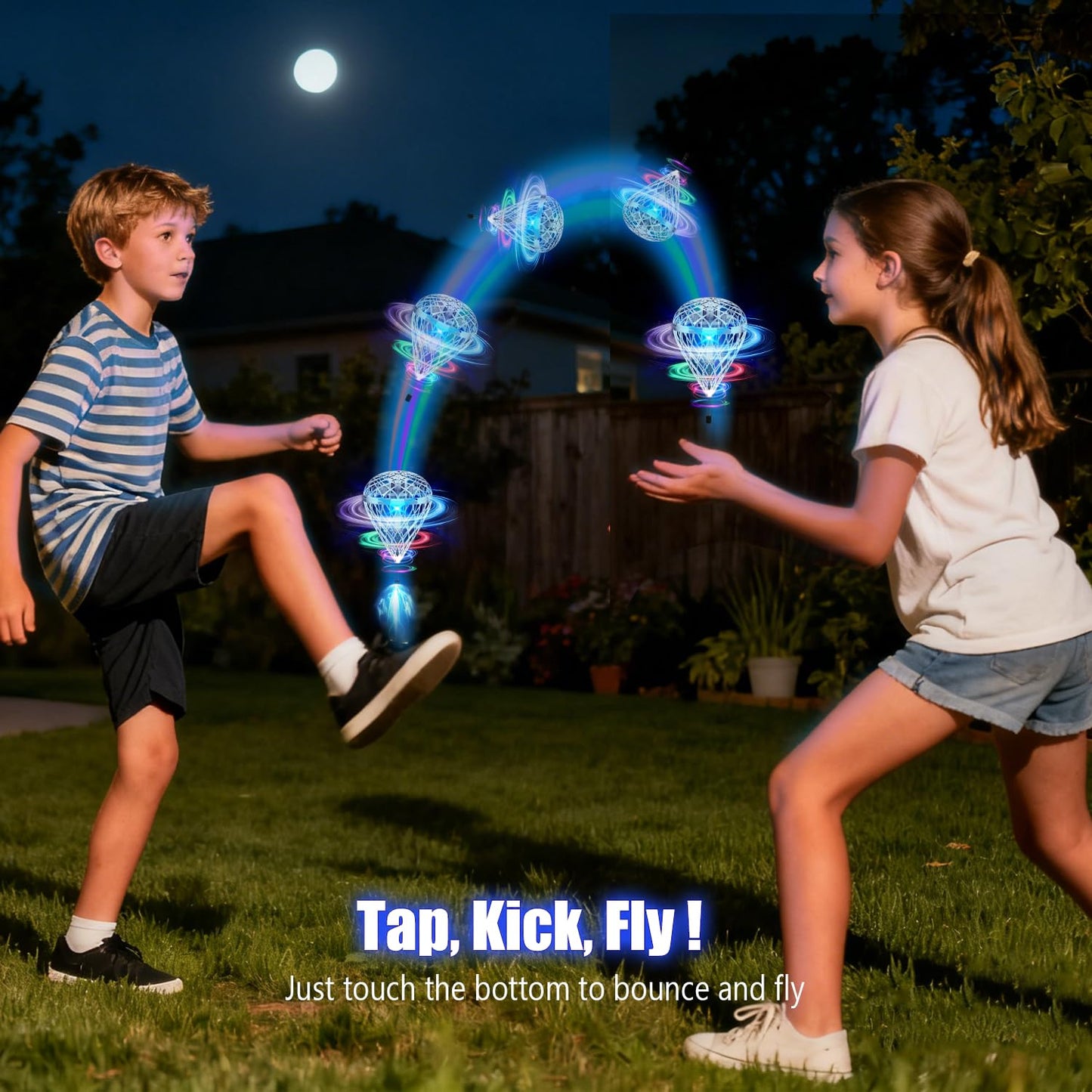 Magical Flying Ball,Flying Toy For Kids With Motion-Control & 3d Flip,Usb Rechargeable Cool Hover Bouncing Spinner Gift For Boys Girls Teens Ages 8 9 10 11 12 Years Old (Silver)