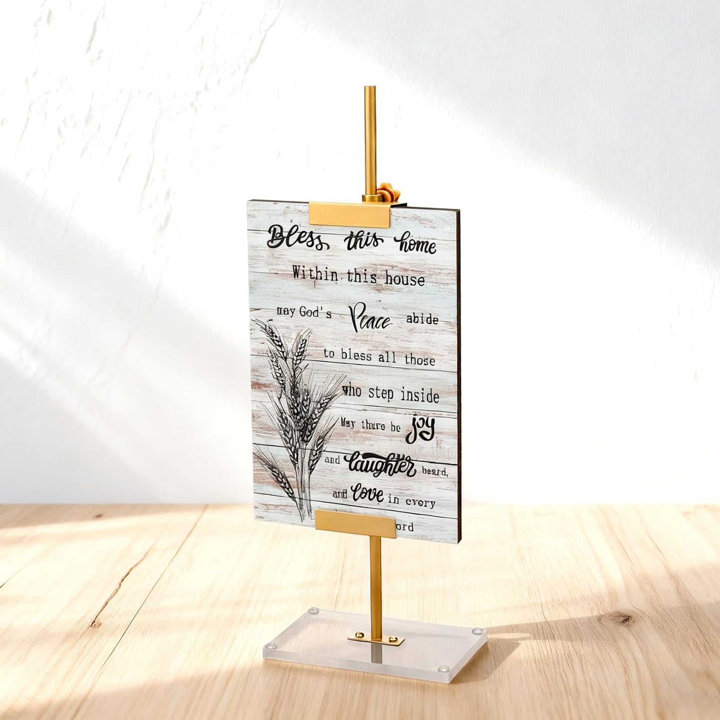RattanView Adjustable Tabletop Easel Stand for Picture Frame up to 16.5" H Metal Gold Floating Picture Frame Stand Table Easels for Display for Signs Photos Art