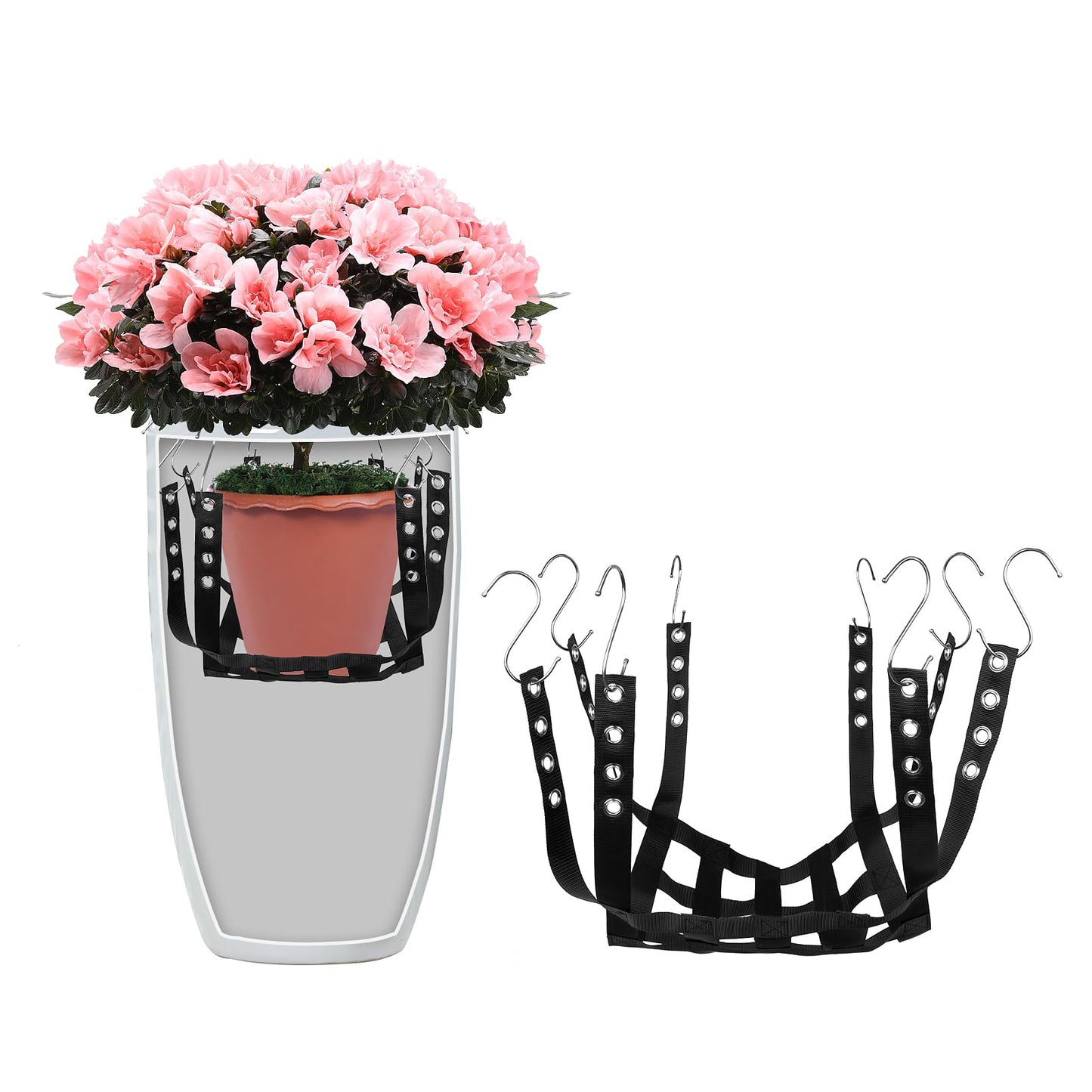 Plus tard Adjustable Height Planter Inserts for Large Flower Pots, 39'' X39'' Planter Lift Insert Rope for Tall Flower Pots, Indoor or Outdoor