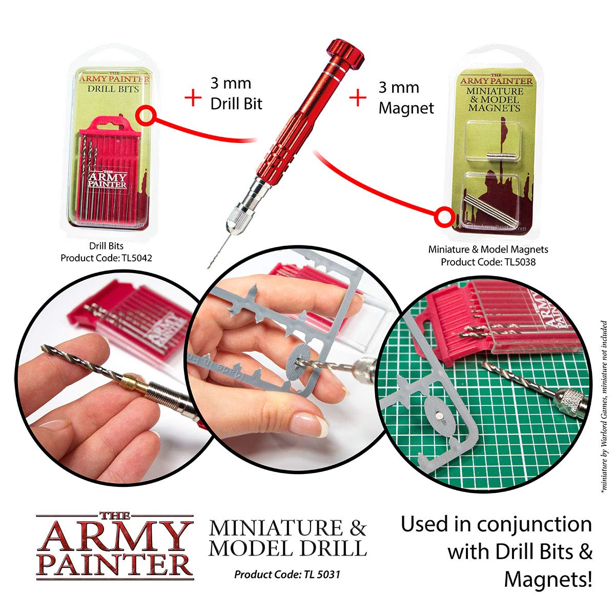 The Army Painter, Miniature & Model Drill - Pin Vise Hobby Drilling with Three Bits for Tabletop Roleplaying, Boardgames, and Wargames Miniature Modelling (Model Drill)
