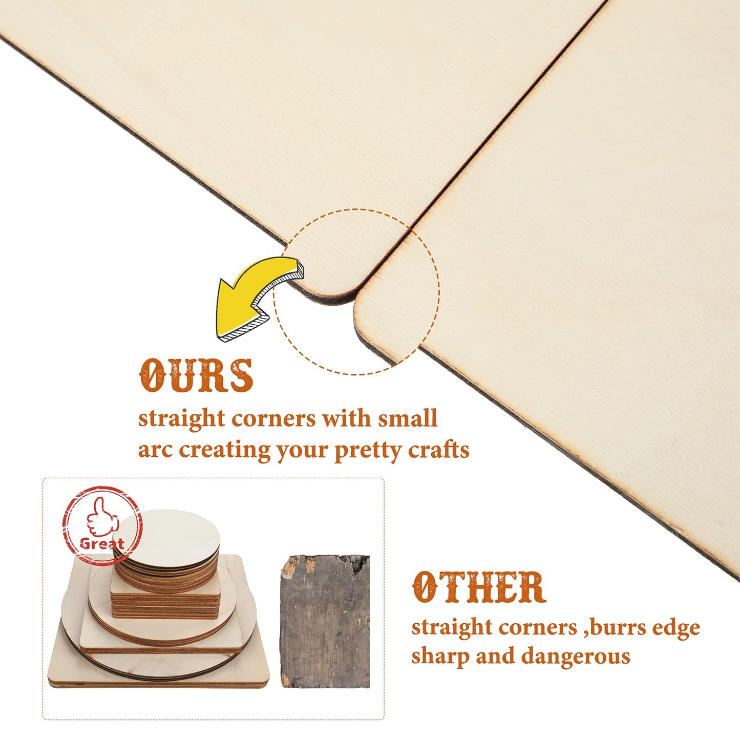 32 Pieces Unfinished Blank Wood Circles Squares for Crafts 3 Sizes Christmas Natural Wood Cutouts Tiles Round DIY Blank Discs for Tree Hanging Decor