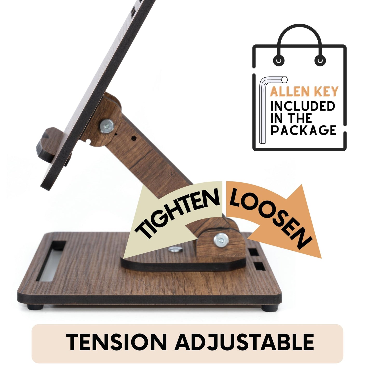 Vigo Wood Book Stand for Reading 360° Adjustable, Wooden Laptop Stand, Cookbooks Holder, Music Scores, Featuring Multi-Height Angles and Foldable Design with Page Clips.
