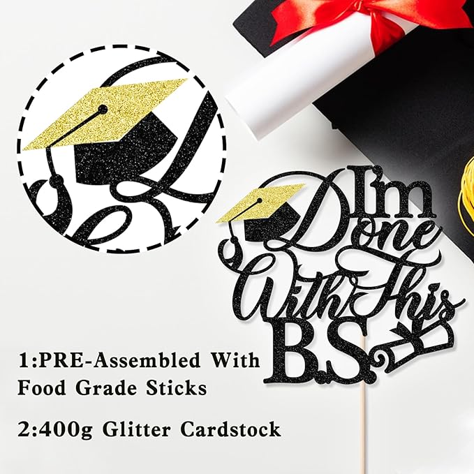 Funny Bachelor of Science Graduation Cake Topper