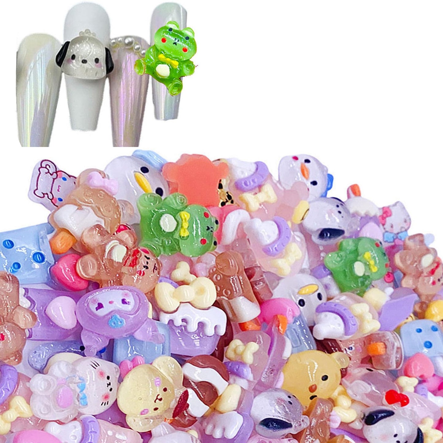 JINDUODUO 100 Pcs Flatback Mini Resin Slime Charms Bulk for Nail Art Crafts, Flatback 3D Mixed for DIY Scrapbooking Crafting