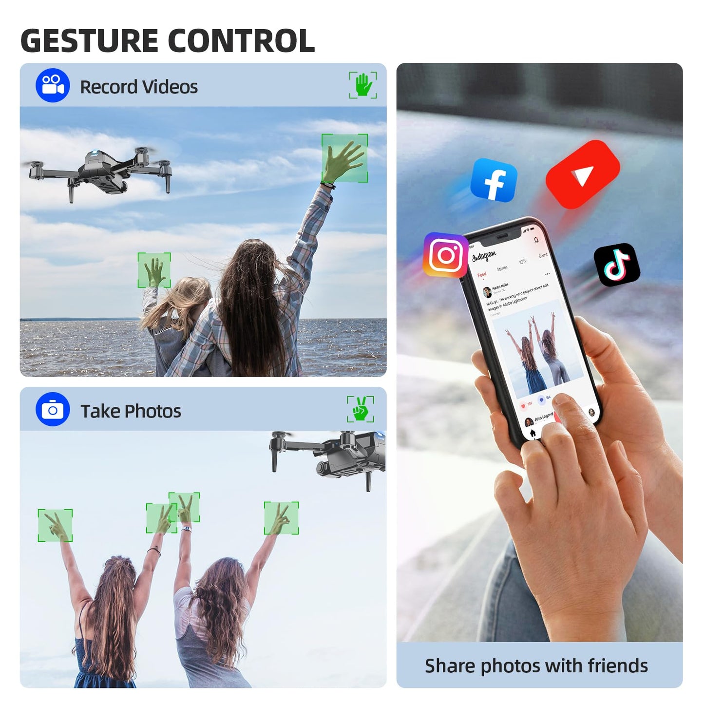 Drone with Camera for Adults Beginners Kids, Fun 1080P Foldable Mini Drone for Exciting Indoor Outdoor Play, RC Quadcopter with 2 Batteries, One Key Start, Easy to Fly, Altitude Hold, 3D Flips