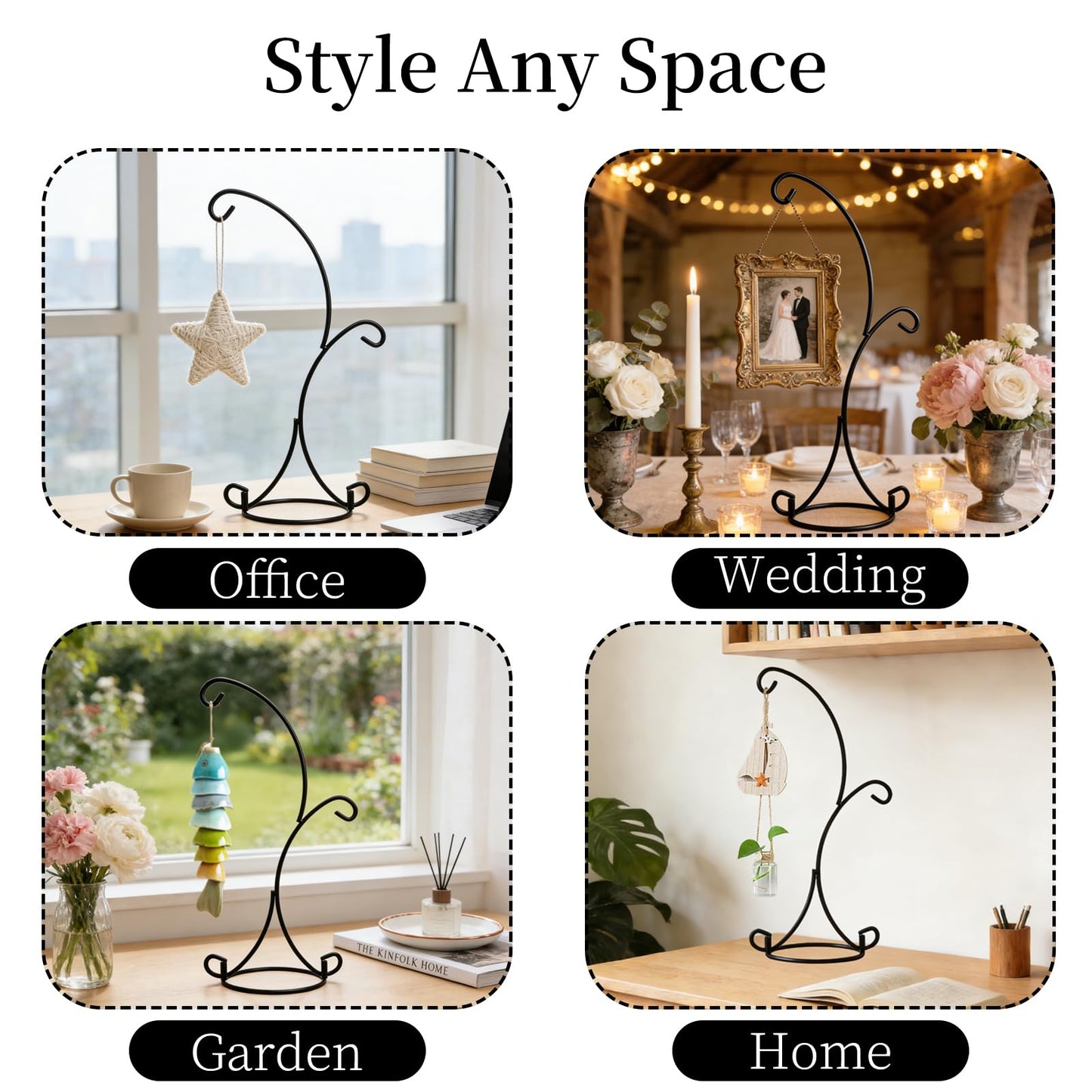 Archi 3 Pack Ornament Display Stand Iron Pothook Stand for Hanging Glass Terrarium (Human Stand)