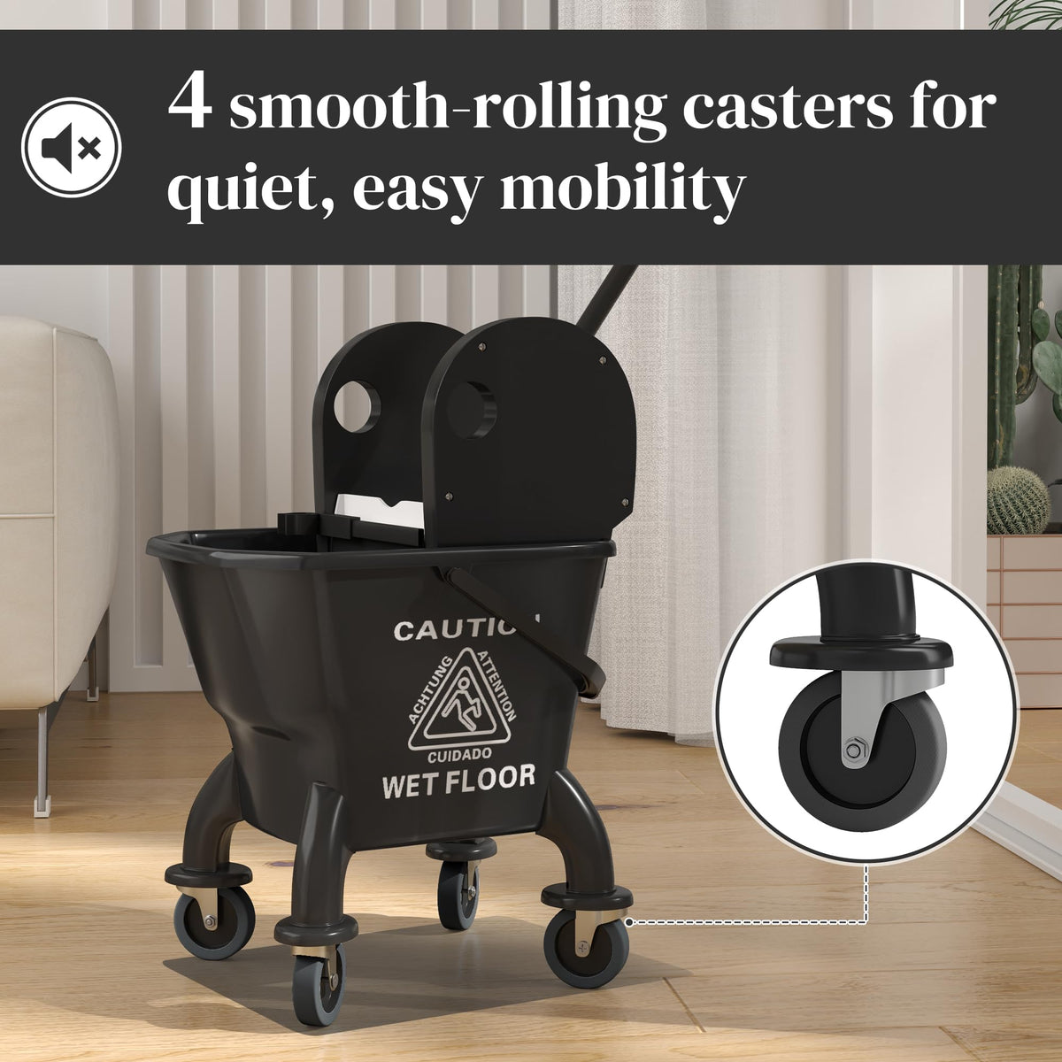 Mop Bucket with Wringer on Wheels