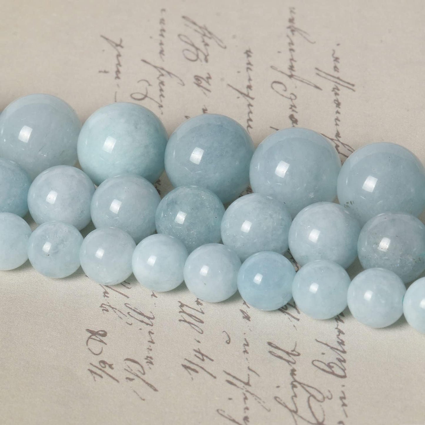 About 60pcs 6mm Natural Stone Beads Aquamarine Beads Crystal Gemstone for Jewelry Making, DIY Bracelet Necklace
