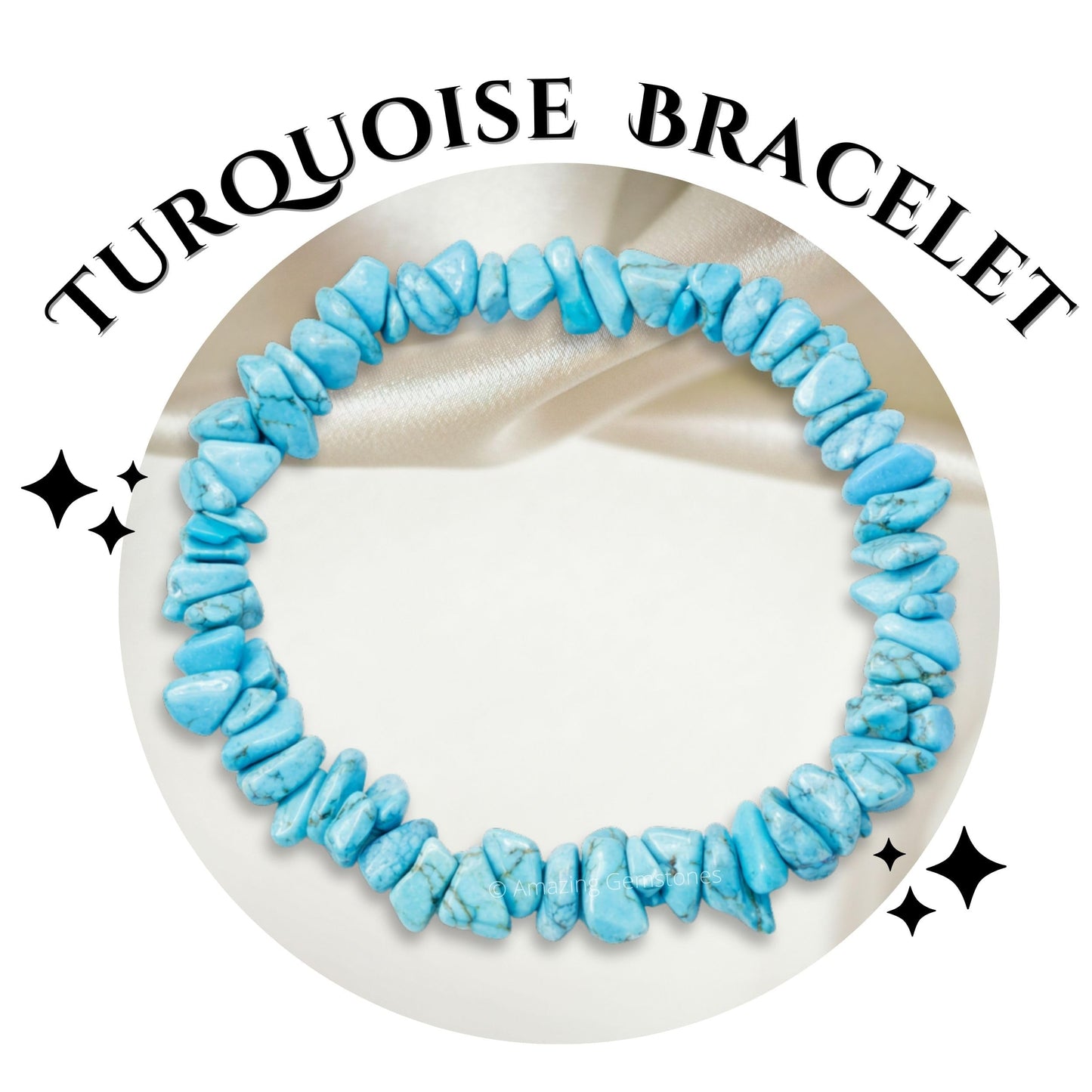 Amazing Gemstone Chips Bracelet (Turquoise (Howlite))