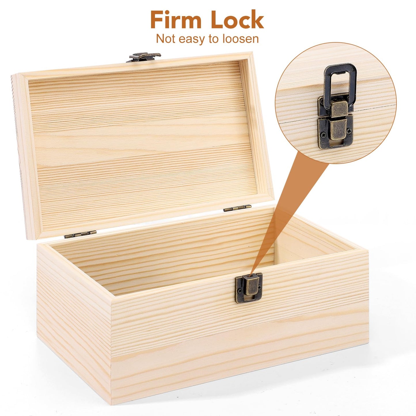 WSICSE Unpainted Wood Box with Hinged Lid - Large 9.2"x5.5"x3.9" for Crafts DIY Storage Jewelry & Gift Box and Hobby Organization for Father's Day